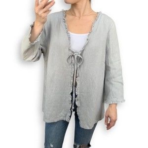 Anthropologie Light Gray Ruffle Tunic